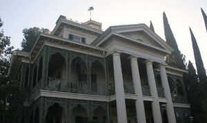 The antebellum house known as the Haunted Mansion