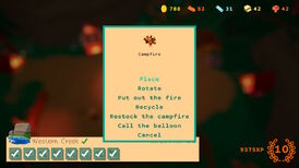 The menu for the campfire