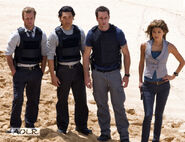 The cast: Scott Caan (Danny Williams), Daniel Dae Kim (Chin Ho Kelly), Alex O'Loughlin (Steve McGarrett) and Grace Park (Kono Kalakaua).