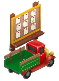La camioneta y el tablón de pedidos