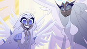 Sera and Emily react to Sir Pentious's arrival in heaven
