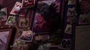 Close-up of photos on the wall