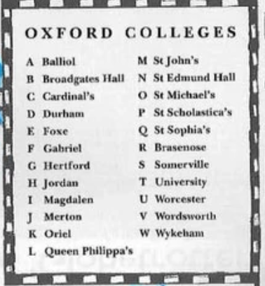 College listing  University of Oxford