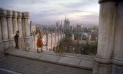 Roger and Lyra on the roof of Jordan College