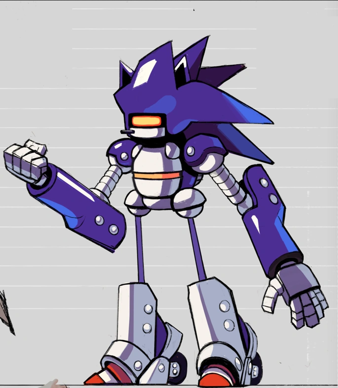 Sonic The Hedgeblog — Early artwork of the front and back of Mecha Sonic