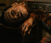 Corpse on fridge