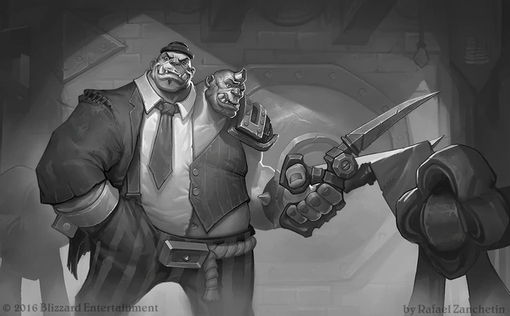 Talan's Bar and Gadgetzan Gazette artwork of Han'Cho acquiring the First Bank of Gadgetzan.