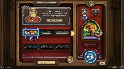 The  screen with Twist format selected