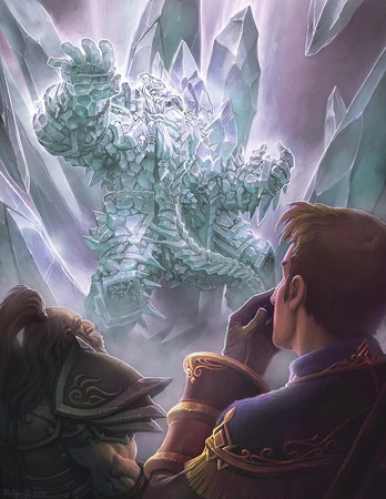 Magni, turned to diamond, as Anduin looks on