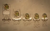 Concept art for the process of cards becoming portraits