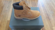 Justin's Timberland boots.