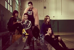 Principle cast (from left to right): Jasmine Mathews, Brendan Scannell, Melanie Field, Grace Victoria Cox and James Scully.