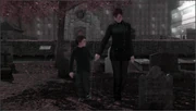 Grace and Shaun leave the cemetery.