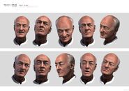 Concept art of Adrian Baker's facial expressions by Ronan Rouxel