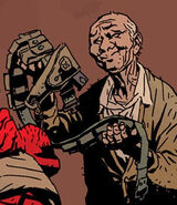 Middleton presents Hellboy with an M1911 pistol.[5]