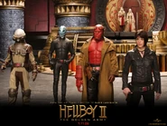 Promotional wallpaper featuring Kraus, Abe, Hellboy, and Liz