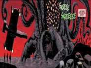 Sadu-Hem in a colossal form and an army of frog-monsters to get vengeance on humanity in The Devil You Know:Ragna Rok