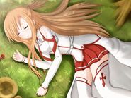 Asuna, unconscious after fighting Herobrine's forces