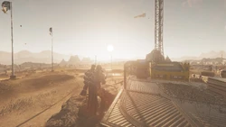 A Helldiver watches the sunrise at Herthon Secundus. October 11th, 2185.