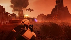 A Helldiver fights with large Automaton forces during a Rapid Acquisition mission. December 4th, 2185.
