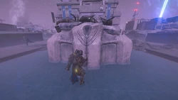 A Helldiver inspects the ruins of a recently destroyed Illuminate . January 10th, 2185.