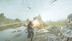 A Helldiver burns the remains of a recently killed Bile Titan. August 13th, 2185.