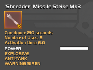 Fully upgraded 'Shredder' Missile Strike