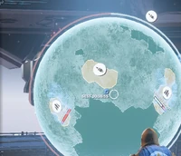 The Town of Serenity Summit (right) and the planetary capital Mega City of Bucu's Rest.