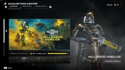 The "Helldivers Mobilize" Warbond in the Acquisition Center.