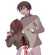 Charles helping Anri just after she's been stabbed.