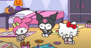 Kitty Kuromi and Melody wearin Pyjamas