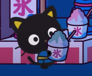 Chococat with a bucket of shaved ice