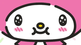 Having a cute reaction after tasting Cinnamoroll's cloud candy