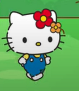 Kitty wearin red and orange flowers