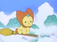 Riding his broomstick