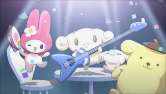 Cameo in Cinnamoroll: The Movie, with Pompompurin, Espresso and Milk (Note that her style in the film is different from Onegai My Melody)