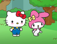 Hello Kitty and My Melody blushing