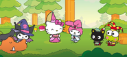 with Kuromi, Hello Kitty, My Melody, and Keroppi