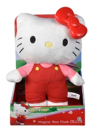 A HKSS branded Hello Kitty Plushie, showcasing the fact the bow lights up. Image 3