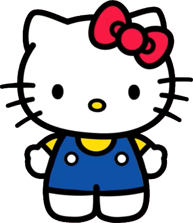 Hello Kitty Sticker | size: 3 x 4 | White Decal Japanese bobtail cat pink  bow 