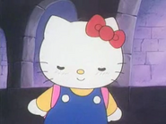 Hallo Kitty mit geschlossenen Augen lächelnd