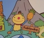 Tabisuke as seen on the Hello Kitty Island mural in South Korea