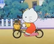 A scene only in the Japanese version, Mimmy riding her bicycle