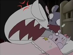 Bako is scared, when Kuromi was roared at her older brother, Baku