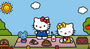 Hello Kitty Mimmy and Joey having a picnic