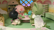 With Kuromi, Flat and Piano waiting for My Melody to wake up.