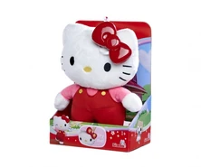 A HKSS branded Hello Kitty Plushie, showcasing the fact the bow lights up. Image 1