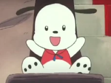 Pochacco with a visible mouth, as seen in Hello Kitty's Animation Theater