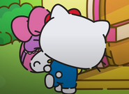 Hello Kitty and My Melody hugging each other