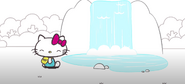 Hello Kitty by a waterfall